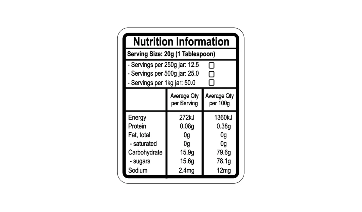 Honey Nutritional Labels (1000pc)