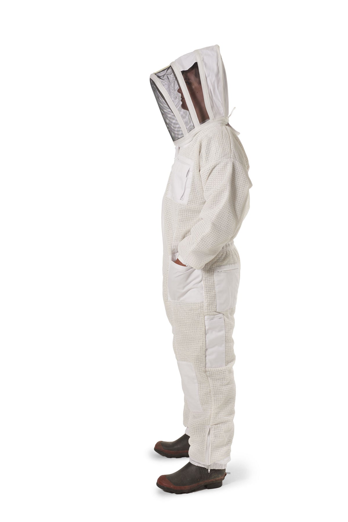 Premium Vented Bee Suit with Folding Hood (White)