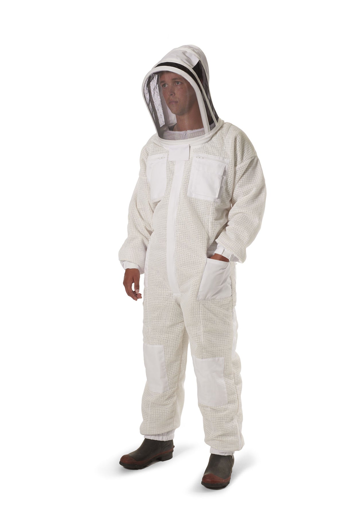 Premium Vented Bee Suit with Folding Hood (White)