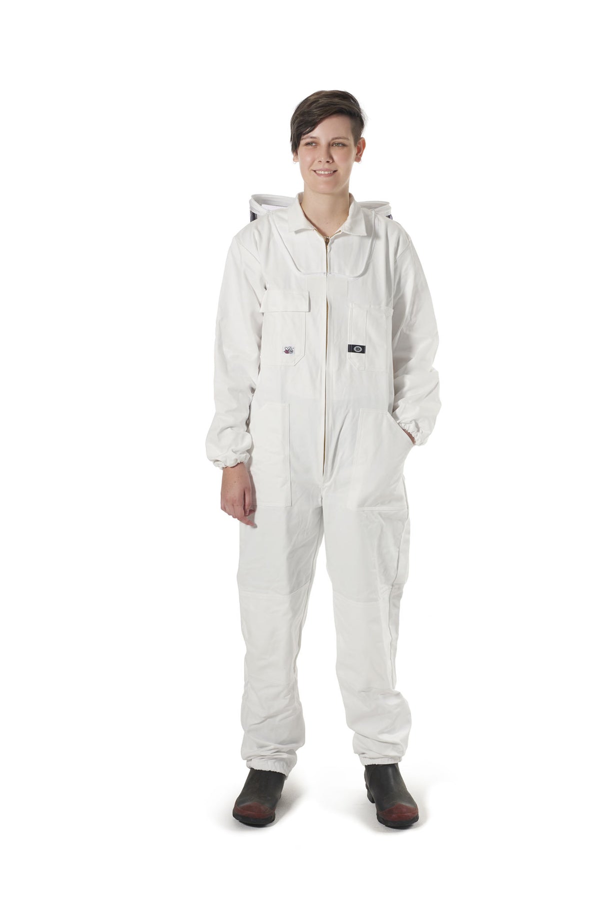 Women&#39;s Bee Suit with Folding Hood (White) - NZ made